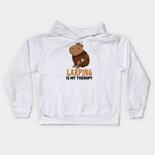 Larping is my therapy Capybara Viking Kids Hoodie